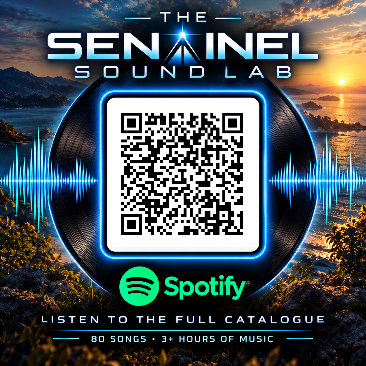 QR code linking to the Sentinel Sound Lab Spotify playlist